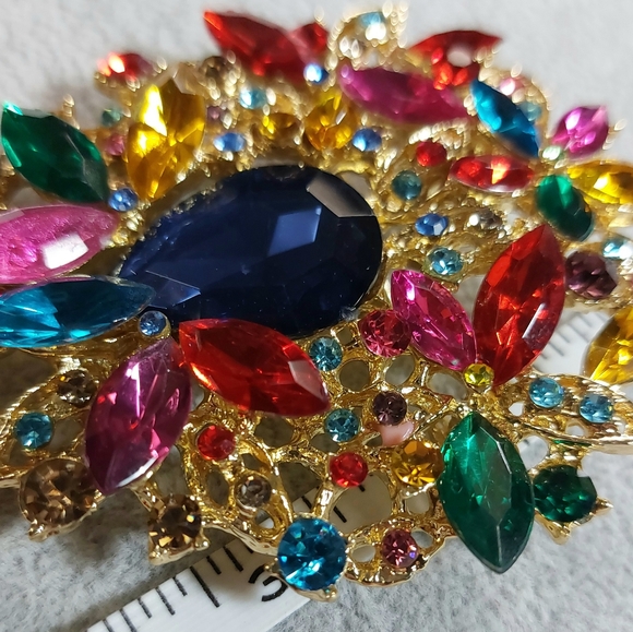 80x60mm large multi colored rhinestone brooch jewelry - Picture 8 of 8